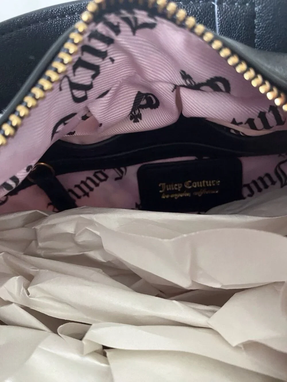 Juicy Couture Romance Cow Print Hobo Coho Bag‎ Liquorice White W/Charm Viral NEW